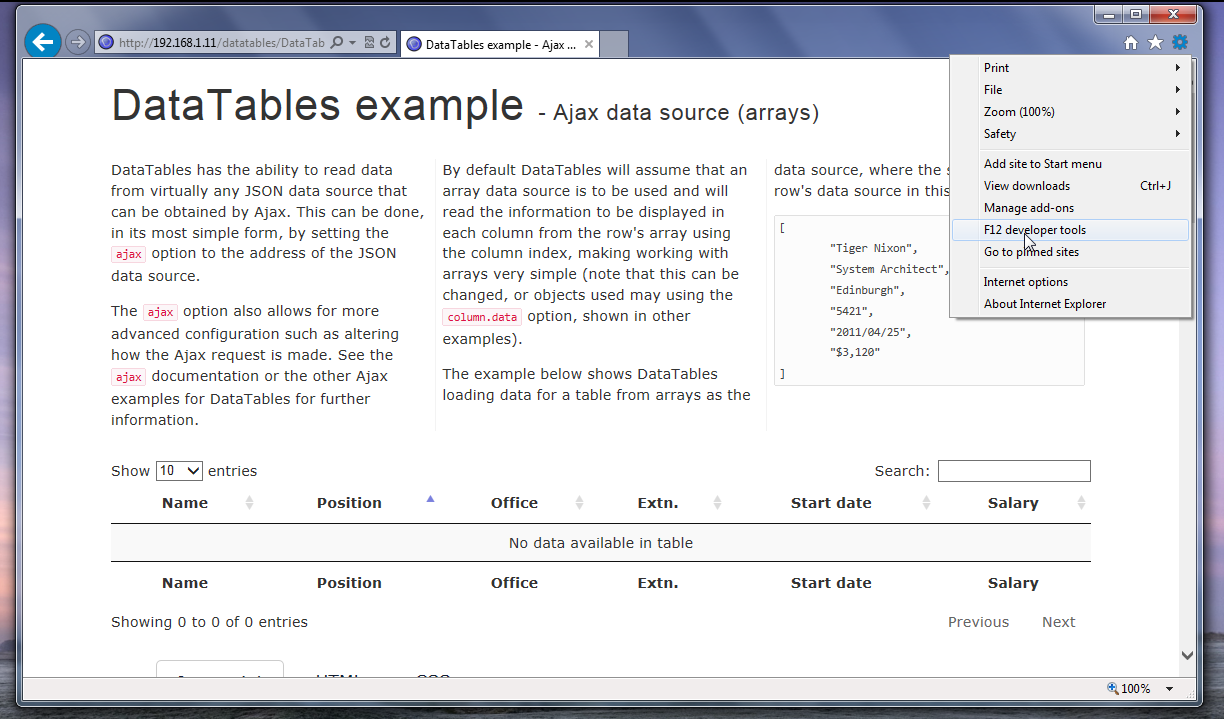 IE debugging - step 1